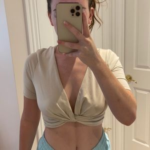 cream tie crop top